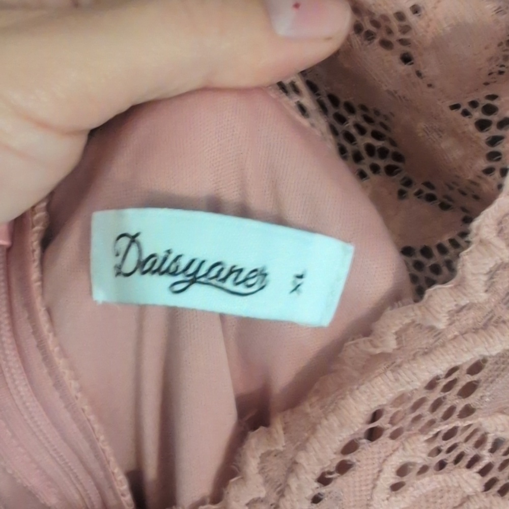 Daisyander Pink Lace Top Flowy Maxi Dress Bridesmaid Formal Size XL - Picture 2 of 6